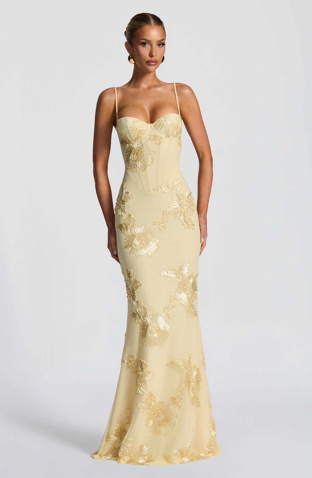 Eden | Floral Embroidered Corset Maxi Dress