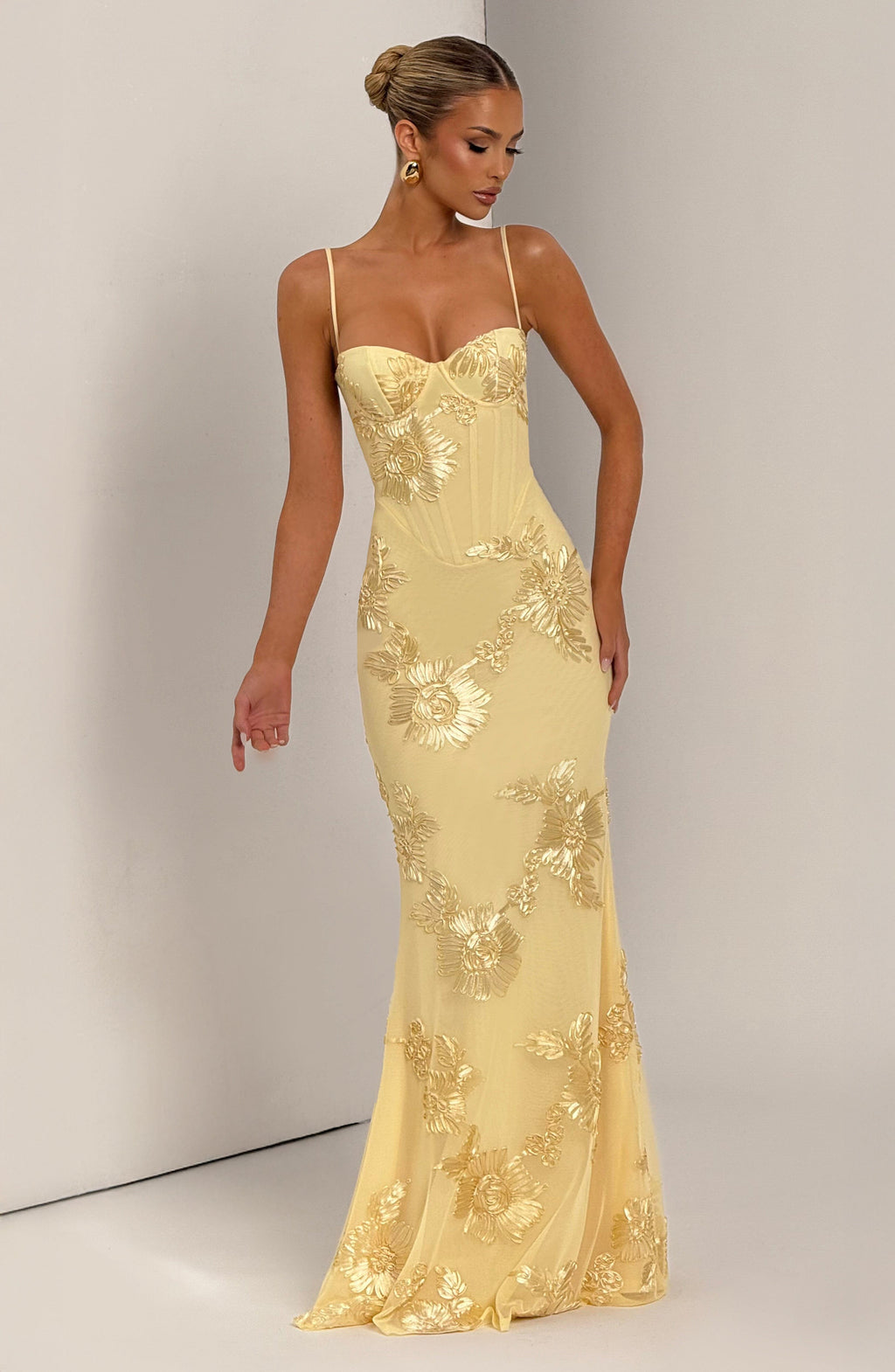 Eden | Floral Embroidered Corset Maxi Dress