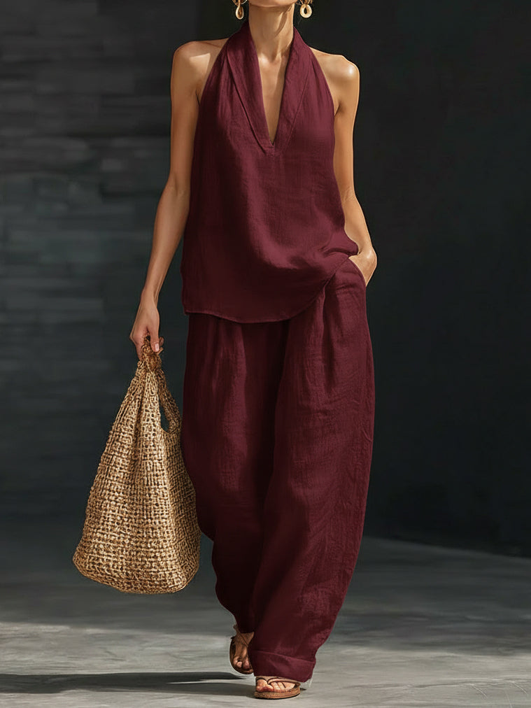 Josie | Cotton Halter Wide-Leg Co-ord Set
