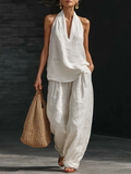 Josie | Cotton Halter Wide-Leg Co-ord Set