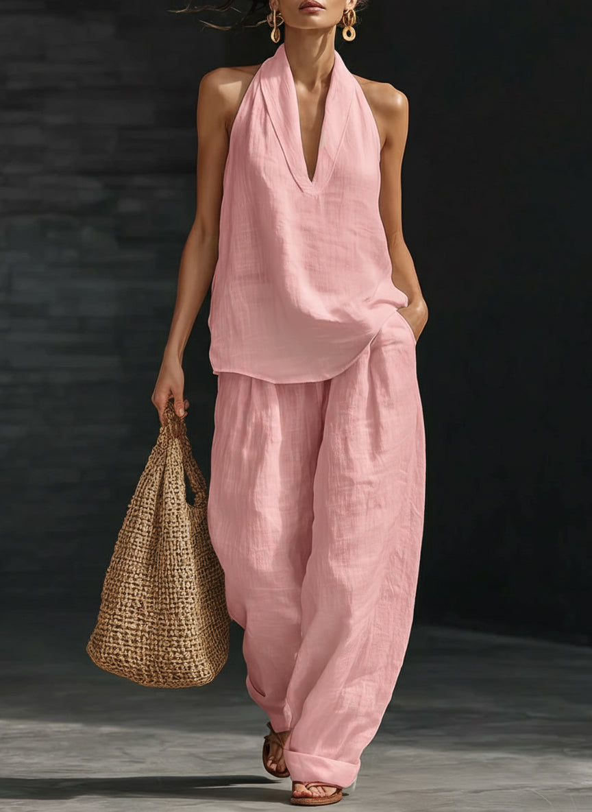 Josie | Cotton Halter Wide-Leg Co-ord Set