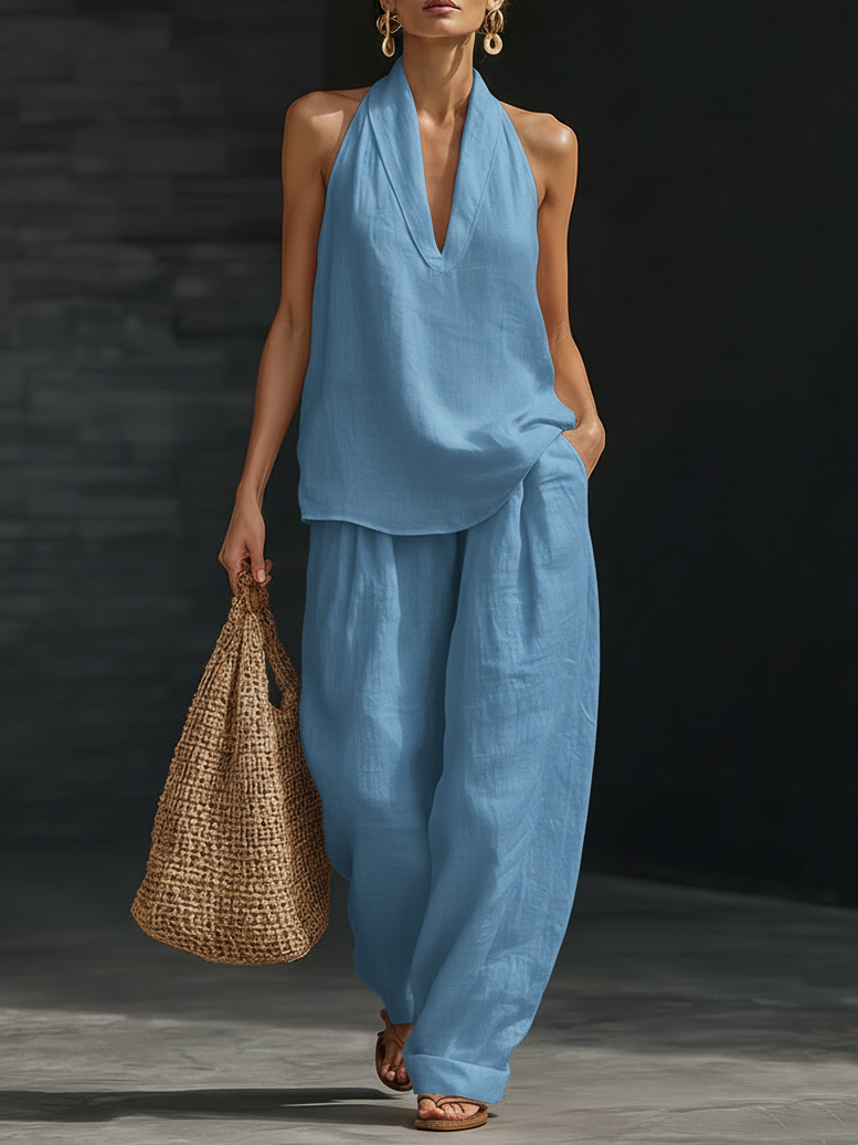 Josie | Cotton Halter Wide-Leg Co-ord Set