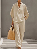 Ada | Cotton Mandarin Collar Wide-Leg Co-ord Set